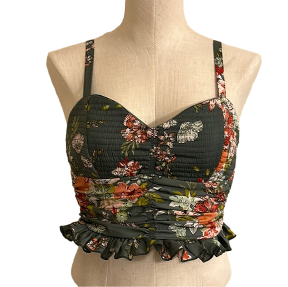 Floral Green Women's Top - Picture 1 of 6
